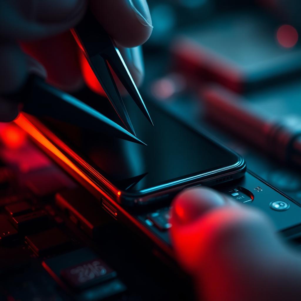 Cracked phone screen being replaced in Hayes